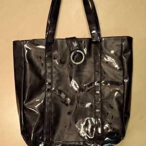 Black Patent Leather Tote Bag